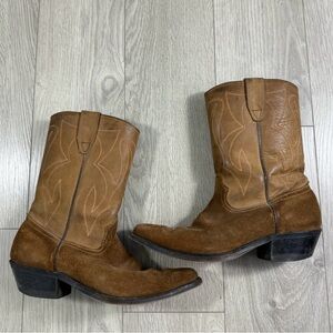Boulet Vintage Made In Canada Brown Suede Western Cowboy Boots